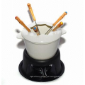 Conjunto de fondue de esmalte de ferro fundido com Foks